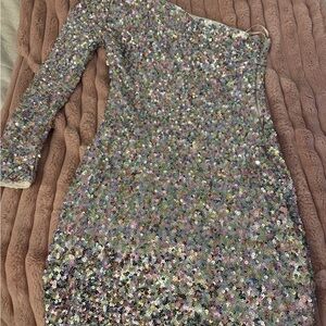 Sequin High Low Dress - Multicolor